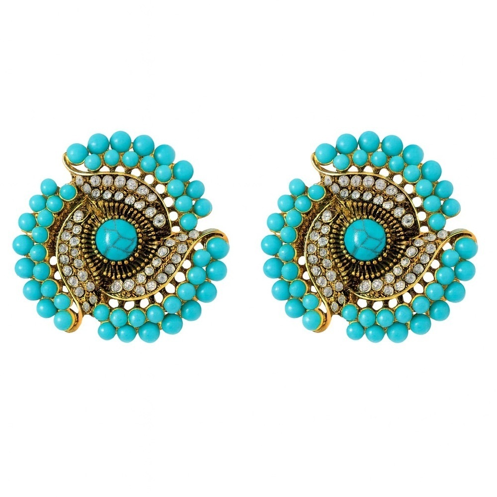 Turquoise and Crystals Earrings